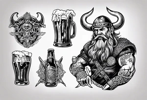 Viking drinking beer tattoo idea