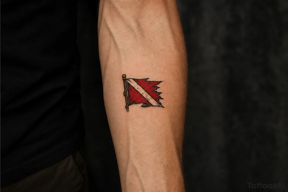 torn dive flag tattoo idea
