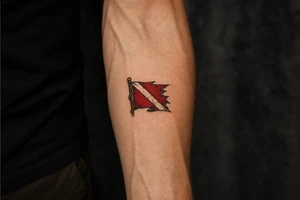 torn dive flag tattoo idea