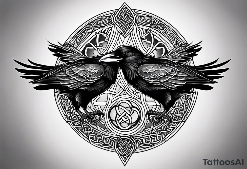 3 ravens made of Celtic knots tattoo idea