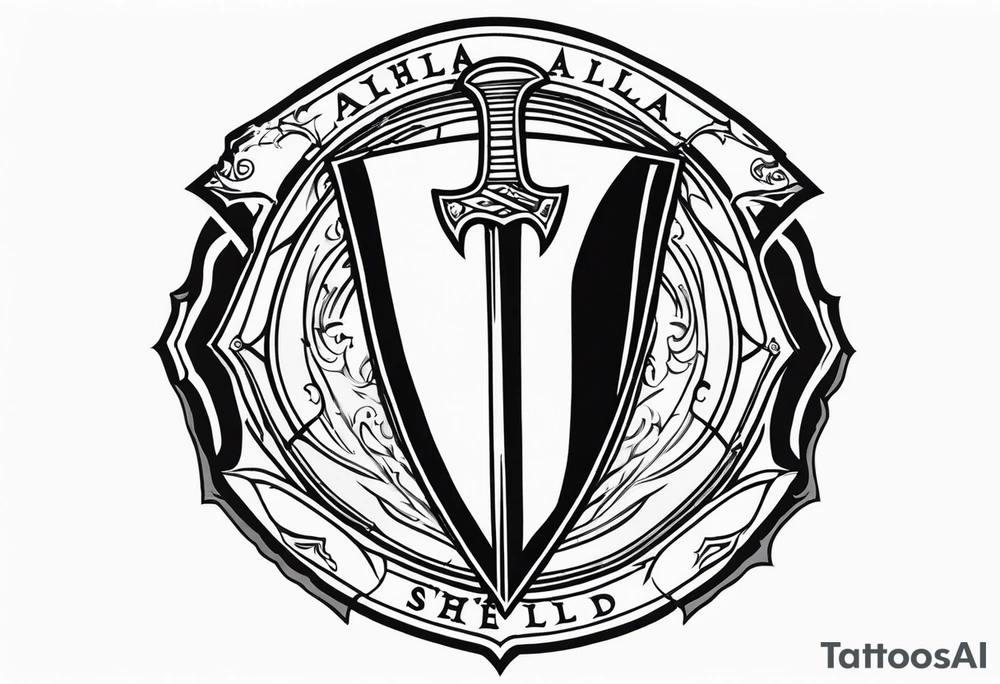 Valhalla shield sword axe tattoo idea