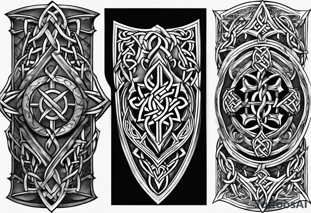 bracers armor written words celtic thorns tattoo idea