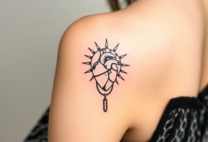human heart chained up inside of the sublime sun, reggae vibe tattoo idea