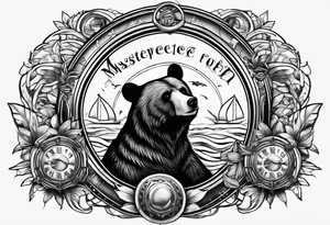 Bear and ship helm tattoo idea