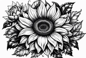 Realistic Horseshoe around a sunflower tattoo idea