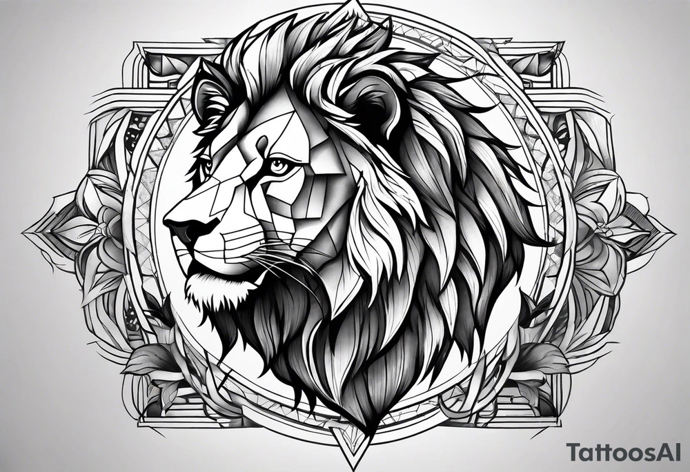 geometric lion tattoo tattoo idea