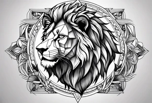 geometric lion tattoo tattoo idea