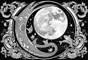 Pisces symbol in a full moon tattoo idea