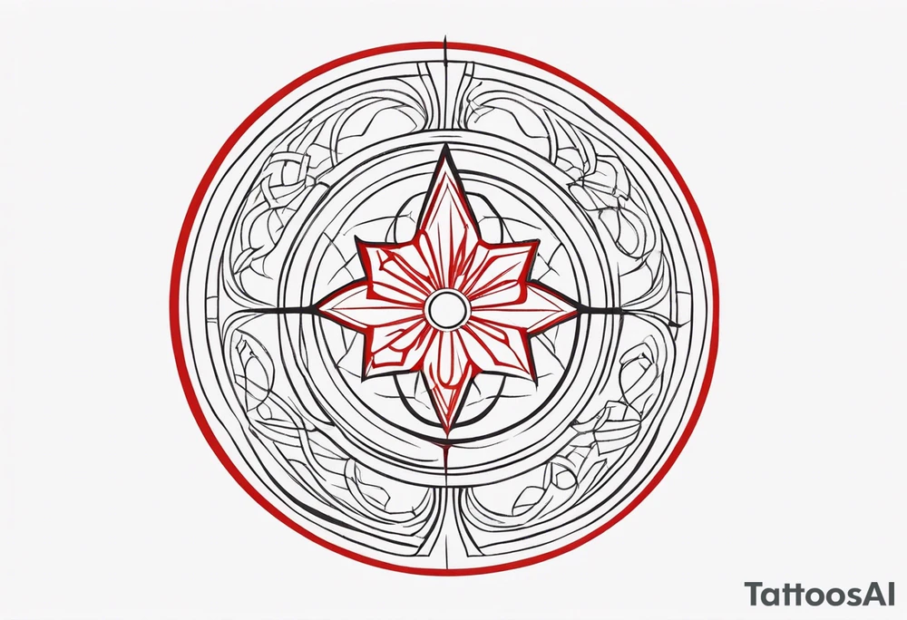 circular red mark, brand, sigil, shade of a spirit tattoo idea