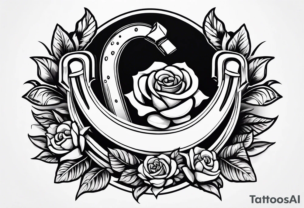 horseshoe with roses tattoo idea