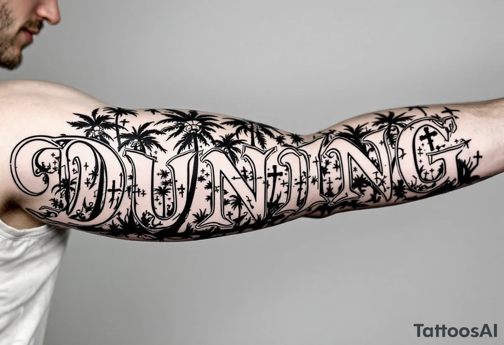 Dunning, Romanian theme with palm trees, cross,angels tattoo idea Dunning, Romanian theme with palm trees, cross,angels tattoo idea