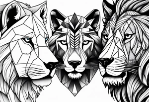 lion and wolf together tattoo idea