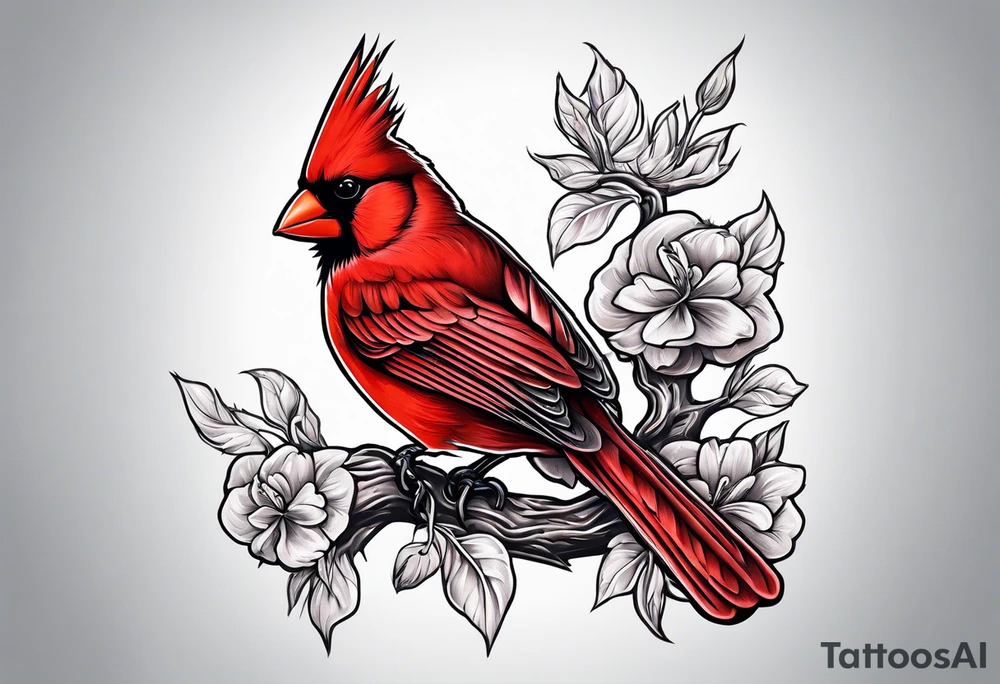 Cross with cardinal bird sitting on it tattoo idea