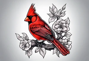 Cross with cardinal bird sitting on it tattoo idea