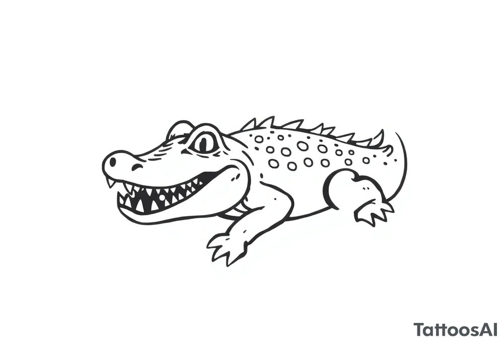 Traditional style angry alligator tattoo idea