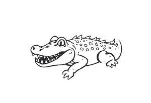 Traditional style angry alligator tattoo idea