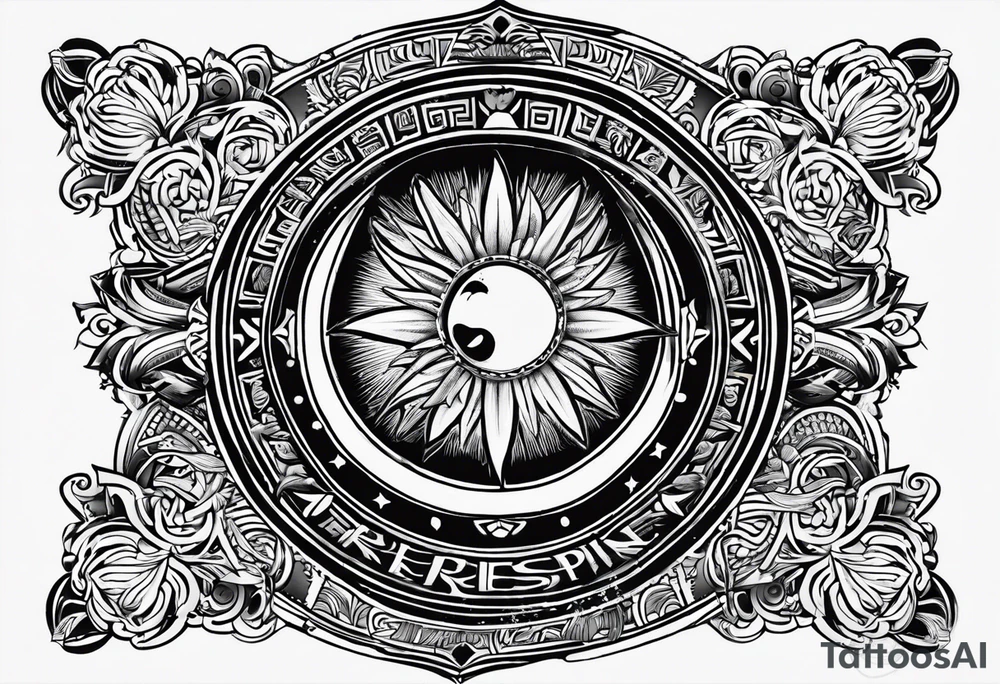 Filipino sun, Filipino Polynesian style, surname Reyes Espina, not vulgar, family crest round shape that looks good on a wrist or bicep, not traditional American tribal, family, love tattoo idea