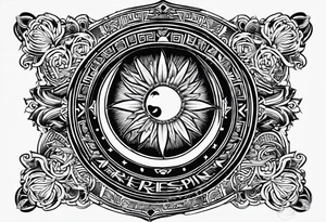 Filipino sun, Filipino Polynesian style, surname Reyes Espina, not vulgar, family crest round shape that looks good on a wrist or bicep, not traditional American tribal, family, love tattoo idea