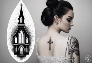 wednesday adams with burning church tattoo idea
