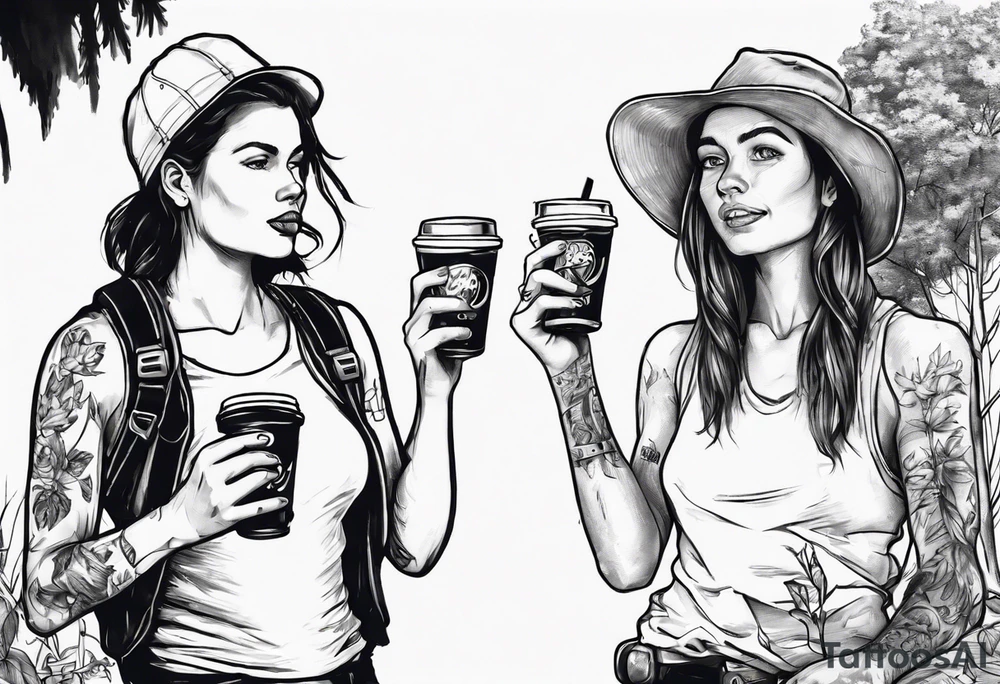 two girls, Brisbane, coffee, hiking, cycling, beer, gym tattoo idea