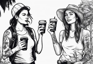 two girls, Brisbane, coffee, hiking, cycling, beer, gym tattoo idea