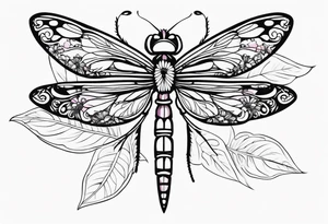 Gerber daisy dragonfly with breast cancer ribbon tattoo idea