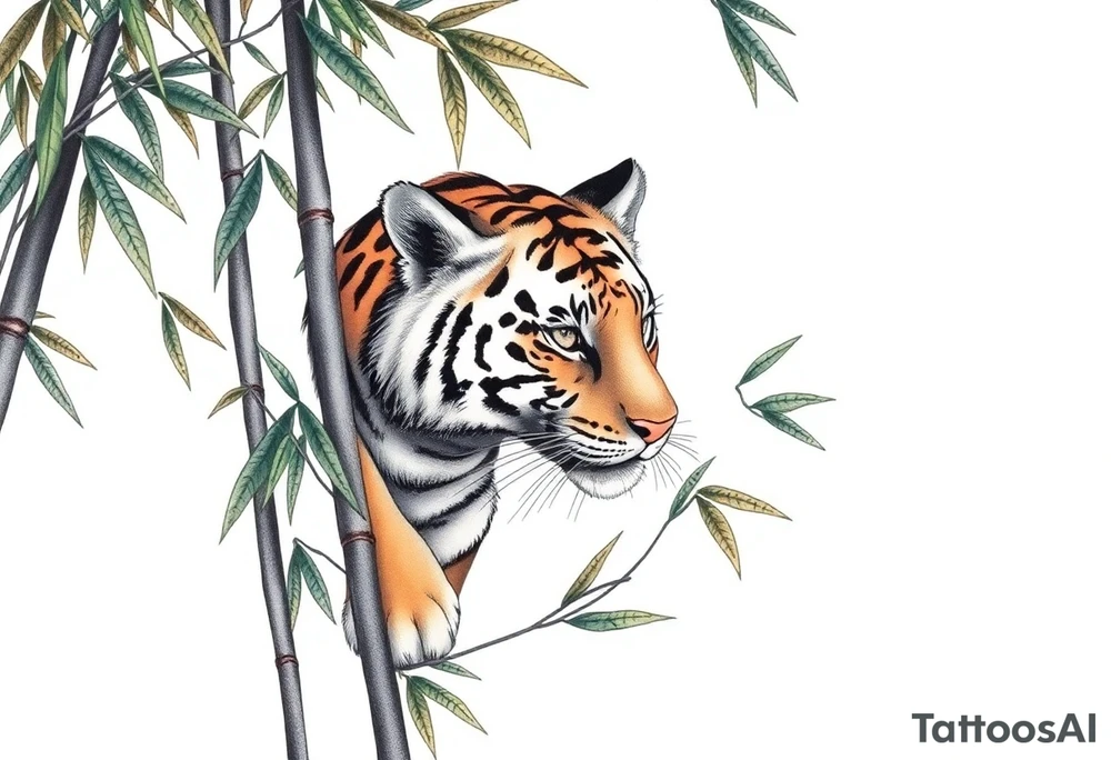 a cleverly hidden tiger, hard to see
in the bamboo forest tattoo idea