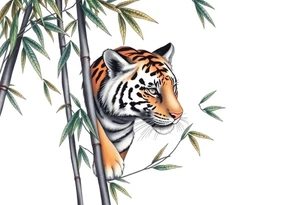 a cleverly hidden tiger, hard to see
in the bamboo forest tattoo idea