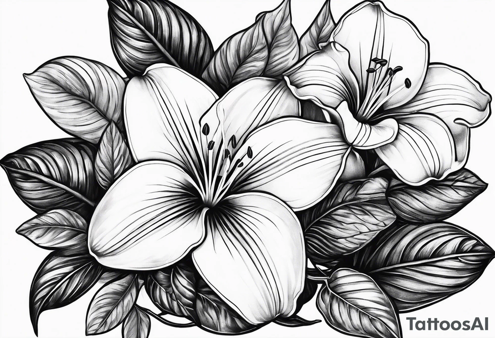 Platycodon grandiflorus with leafs and stalk tattoo idea