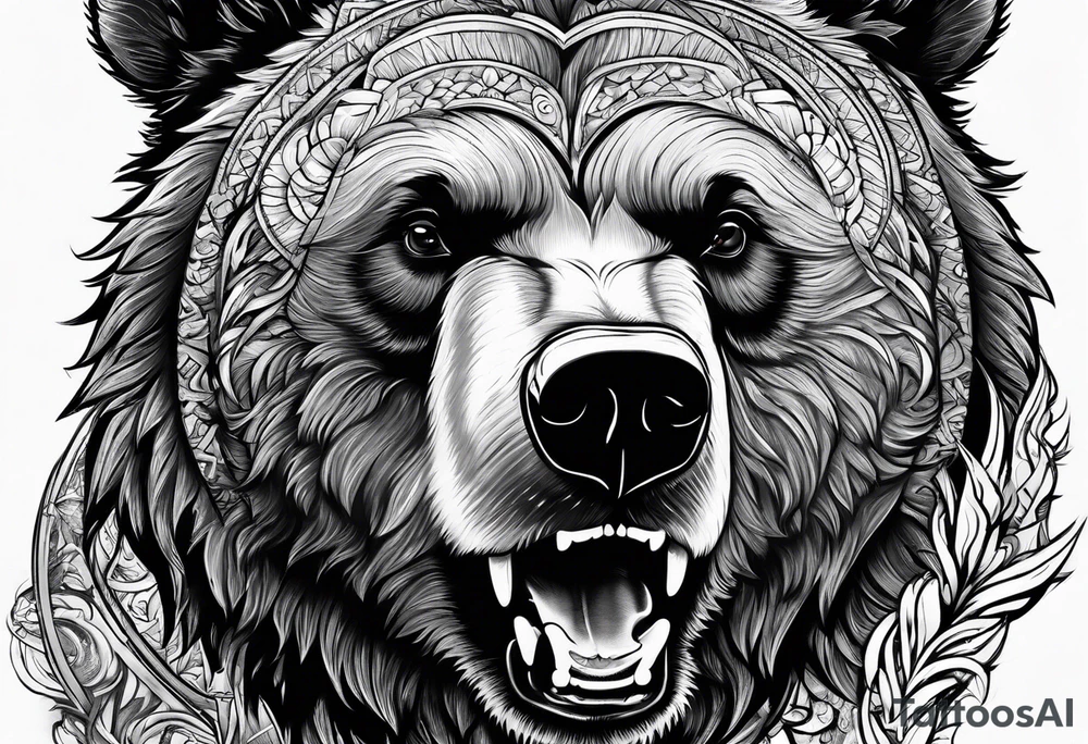 angry bear tattoo idea