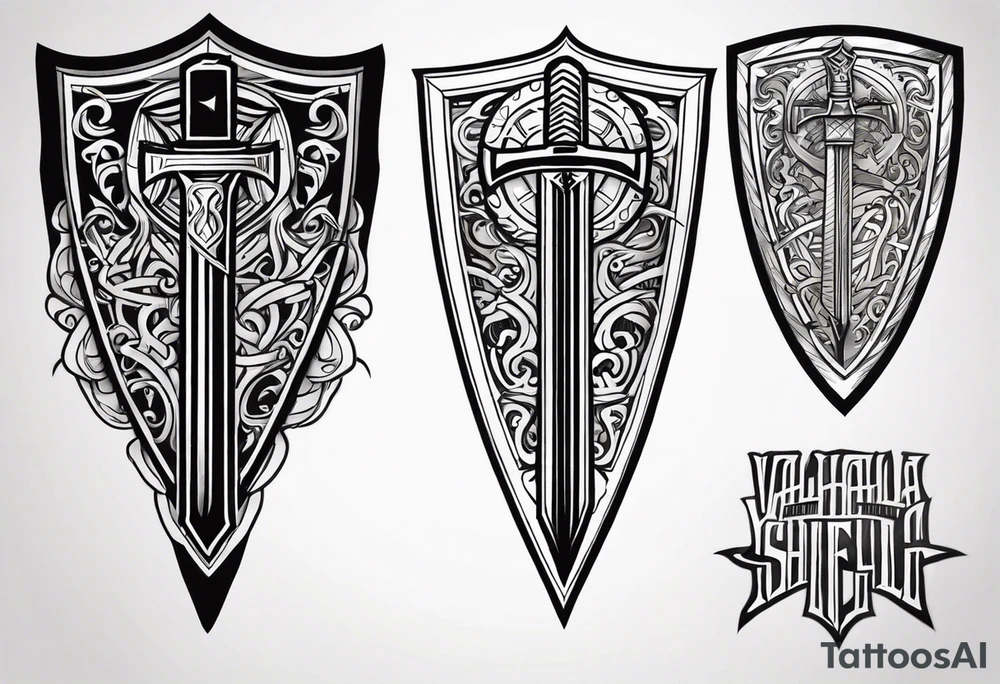 Valhalla shield sword symbol tattoo idea