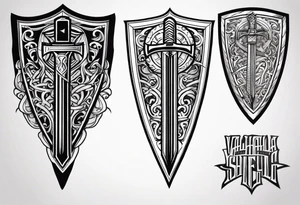 Valhalla shield sword symbol tattoo idea