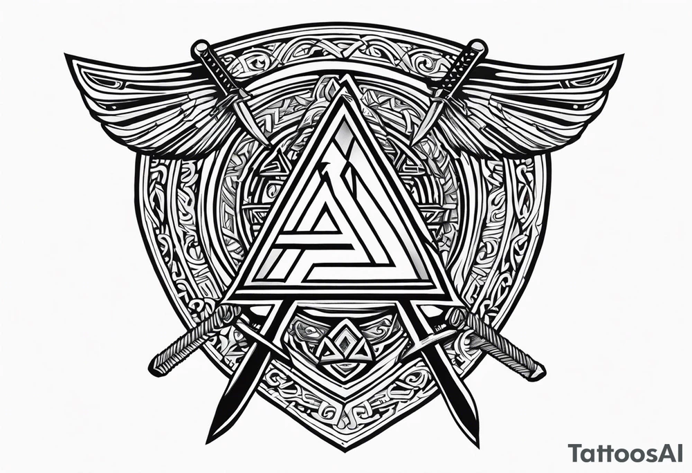 Valhalla shield sword valknut tattoo idea