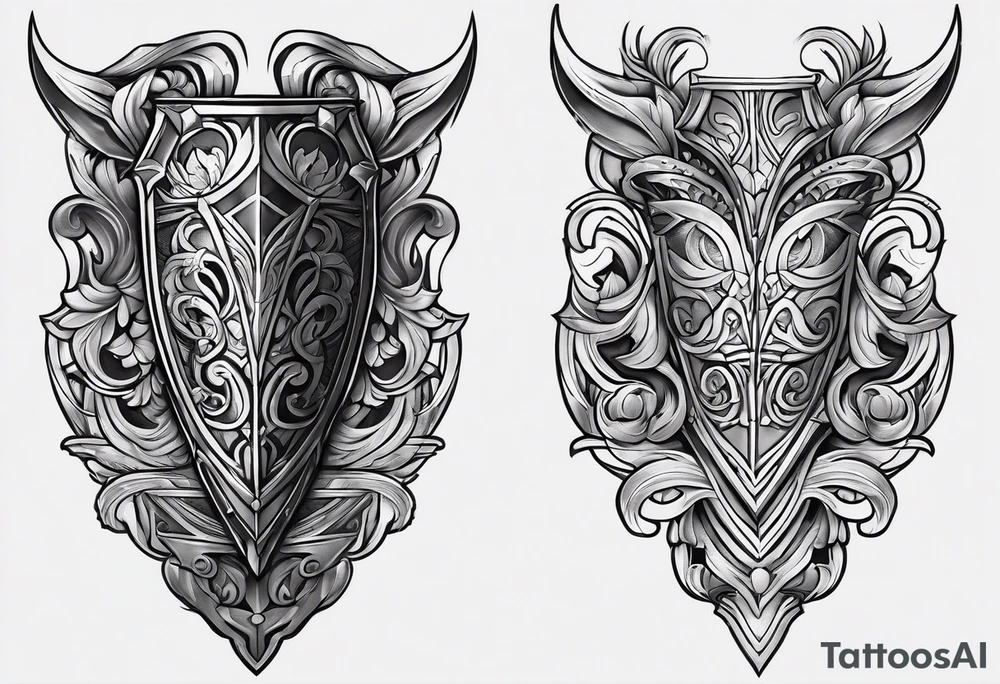leg armor tattoo idea