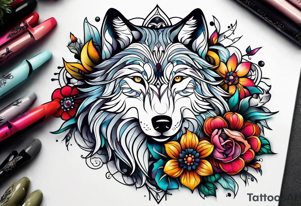 Wolf celeste, flower tattoo idea