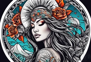 Resurrection Beautiful woman rising from her dead self to inner peace and self-love tattoo idea