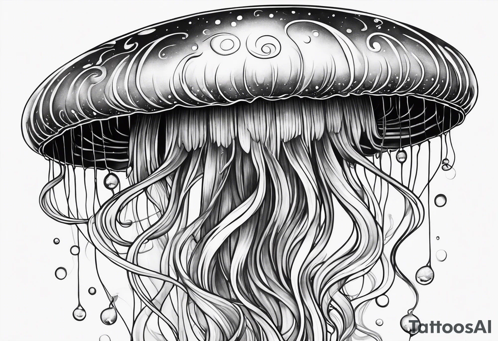 A galaxy inside a long slender mystical jellyfish tattoo idea