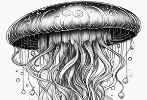 A galaxy inside a long slender mystical jellyfish tattoo idea