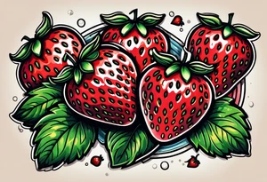 neo traditional Strawberry and Banner tattoo idea