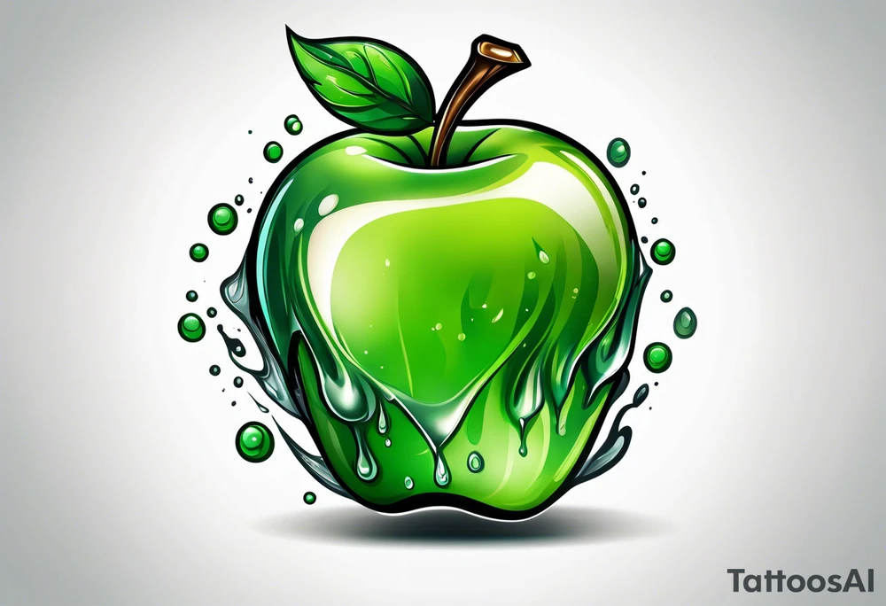 Dripping green apple tattoo idea