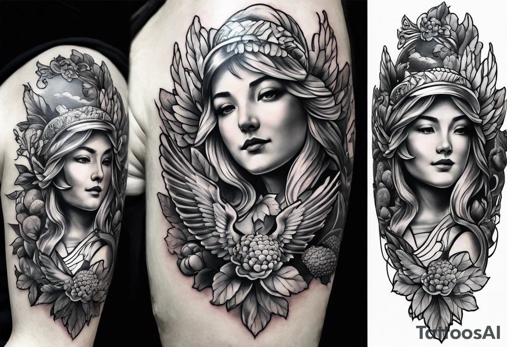 Memorial tattoo in honor of grandma containing an acorn and also angel tattoo idea