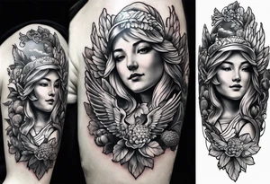 Memorial tattoo in honor of grandma containing an acorn and also angel tattoo idea