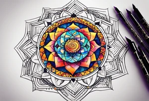 geometric earthly spiritual chakra spiral tattoo idea
