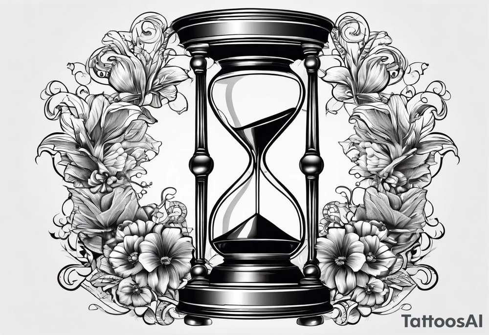 Vintage hourglass vector illustration, monochrome sketch. tattoo idea