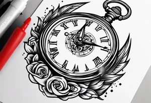 Stopwatch hanging from  a sword tattoo idea