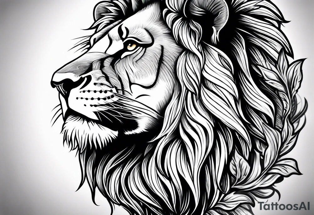 lion with crown on the head and sparkling eyes tattoo idea