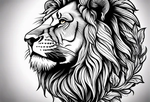 lion with crown on the head and sparkling eyes tattoo idea