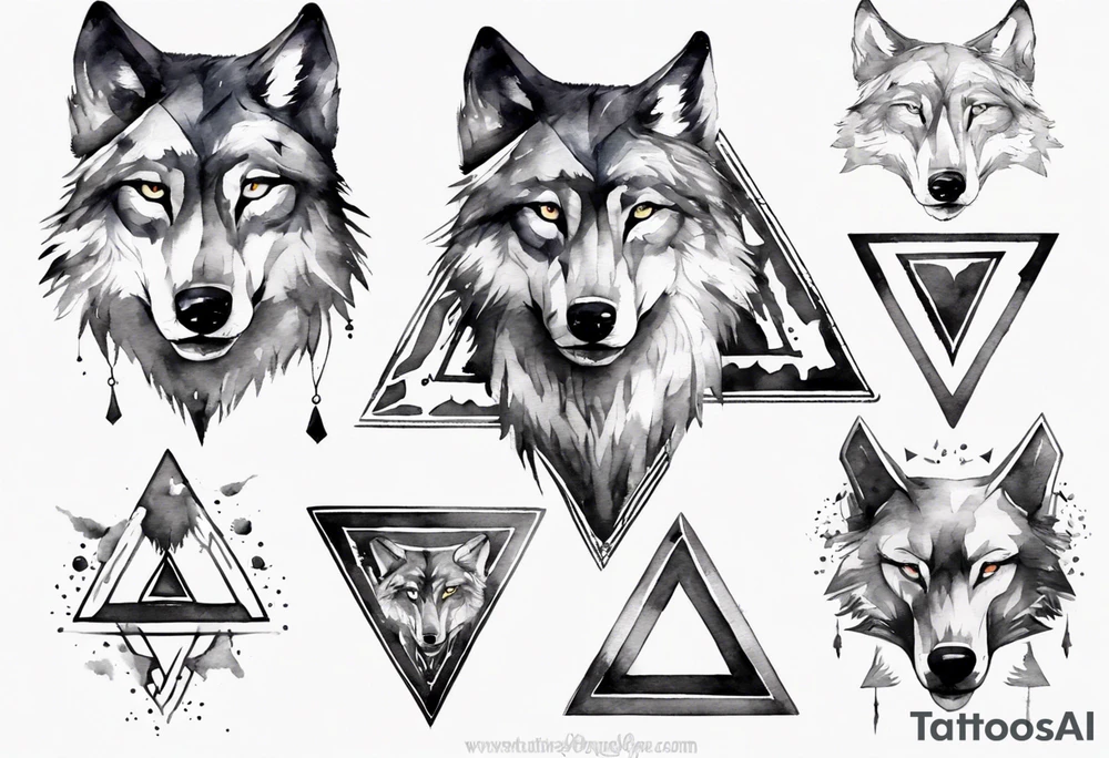 wolf head with a triangle on forehead tattoo idea