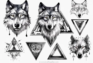 wolf head with a triangle on forehead tattoo idea