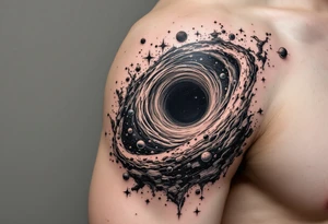 A black hole sucking up stars and planets and then spitting them out on the other side tattoo idea